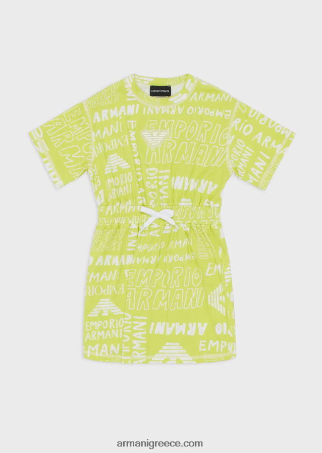 κορίτσι Armani Φόρεμα με κορδόνι με γράμματα ea crew παντού 4046R62550 κίτρινος