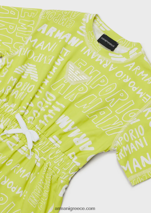 κορίτσι Armani Φόρεμα με κορδόνι με γράμματα ea crew παντού 4046R62550 κίτρινος
