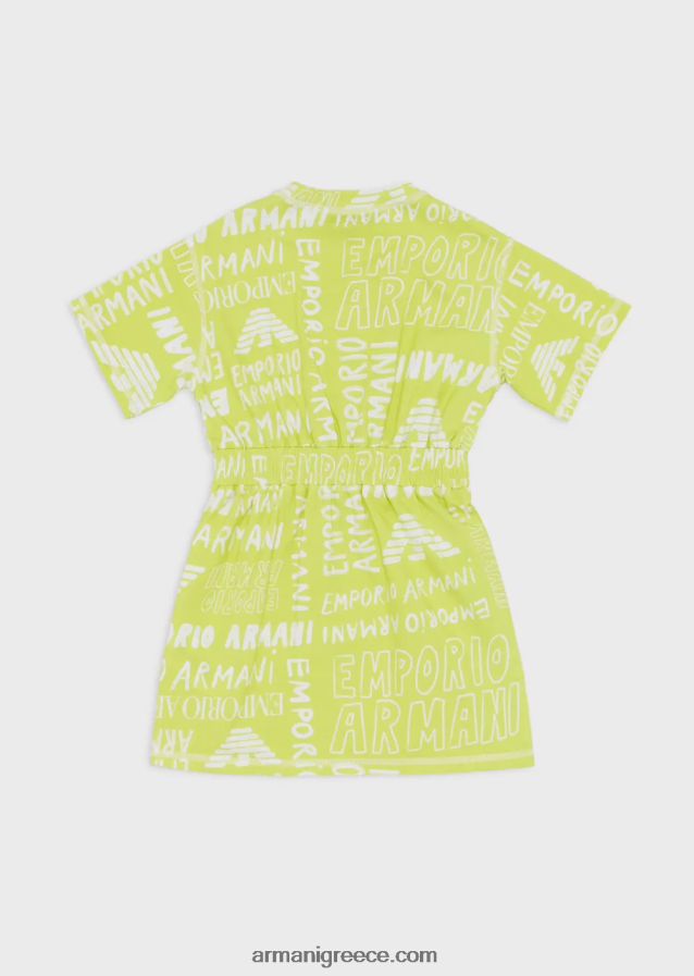 κορίτσι Armani Φόρεμα με κορδόνι με γράμματα ea crew παντού 4046R62550 κίτρινος