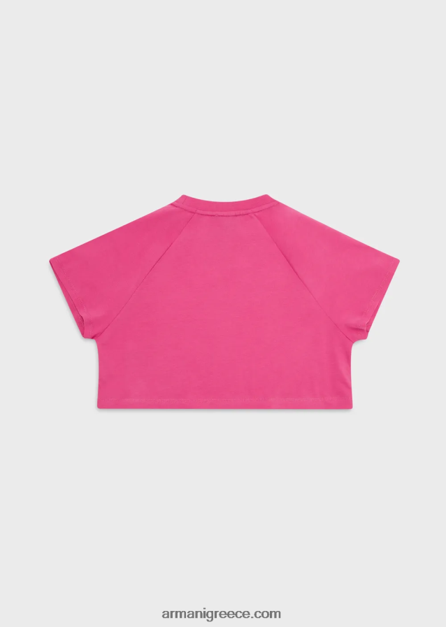 κορίτσι Armani ea crew βαρύ μπλουζάκι μπλουζάκι με στάμπα αετού 4046R62577 ροζ