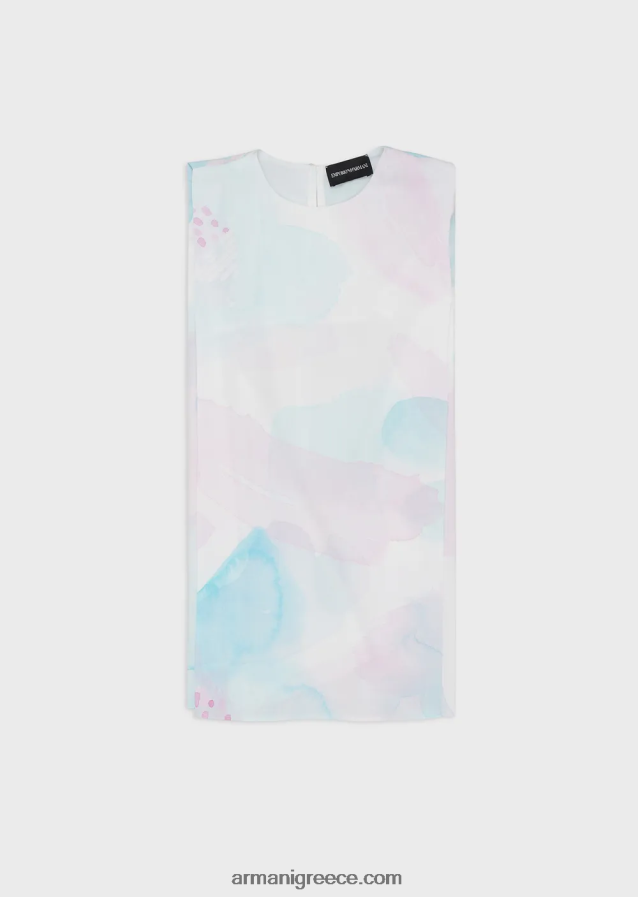 κορίτσι Armani Φόρεμα με φλοράλ ποπλίνα με ακουαρέλα floral print 4046R62539 πρότυπο