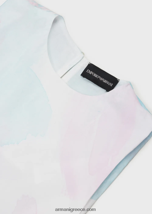 κορίτσι Armani Φόρεμα με φλοράλ ποπλίνα με ακουαρέλα floral print 4046R62539 πρότυπο