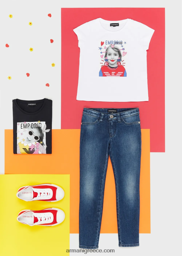 κορίτσι Armani j32 τζιν τζιν με πέτρα 4046R62574 ναυτικό μπλε