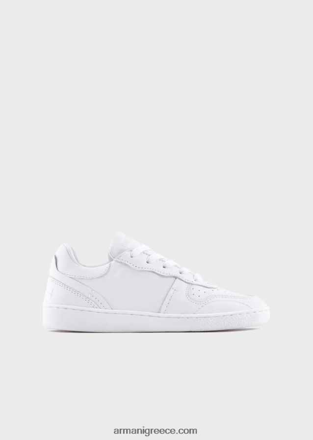 κορίτσι Armani δερμάτινα αθλητικά παπούτσια με τρύπες 4046R62580 άσπρο