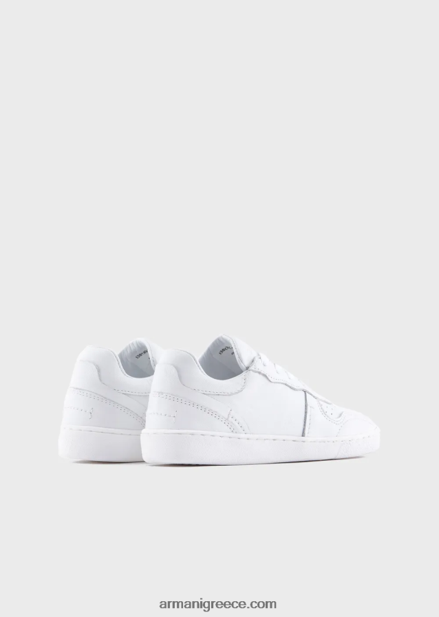 κορίτσι Armani δερμάτινα αθλητικά παπούτσια με τρύπες 4046R62580 άσπρο