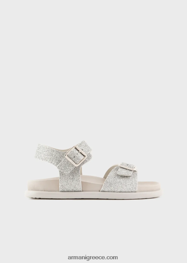 κορίτσι Armani γκλίτερ σανδάλια με αγκράφα 4046R62582 ασήμι