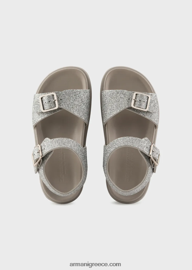 κορίτσι Armani γκλίτερ σανδάλια με αγκράφα 4046R62582 ασήμι