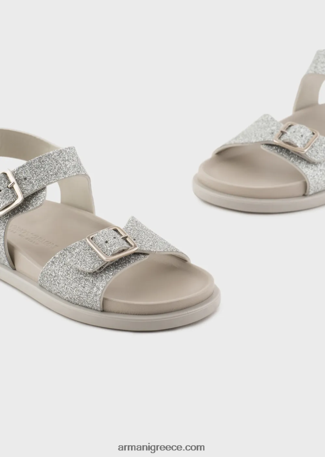 κορίτσι Armani γκλίτερ σανδάλια με αγκράφα 4046R62582 ασήμι