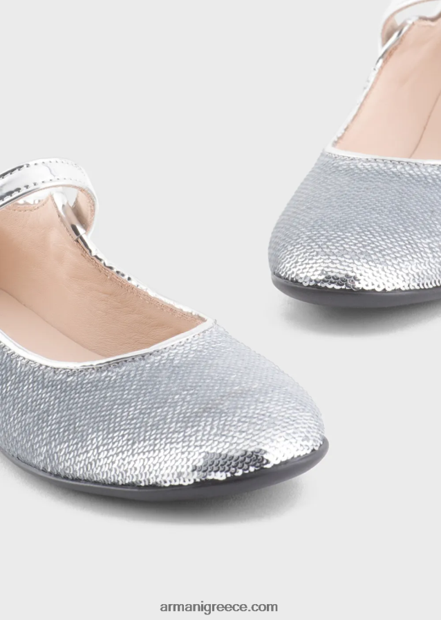 κορίτσι Armani mary janes με παγιέτες παντού 4046R62581 ασήμι