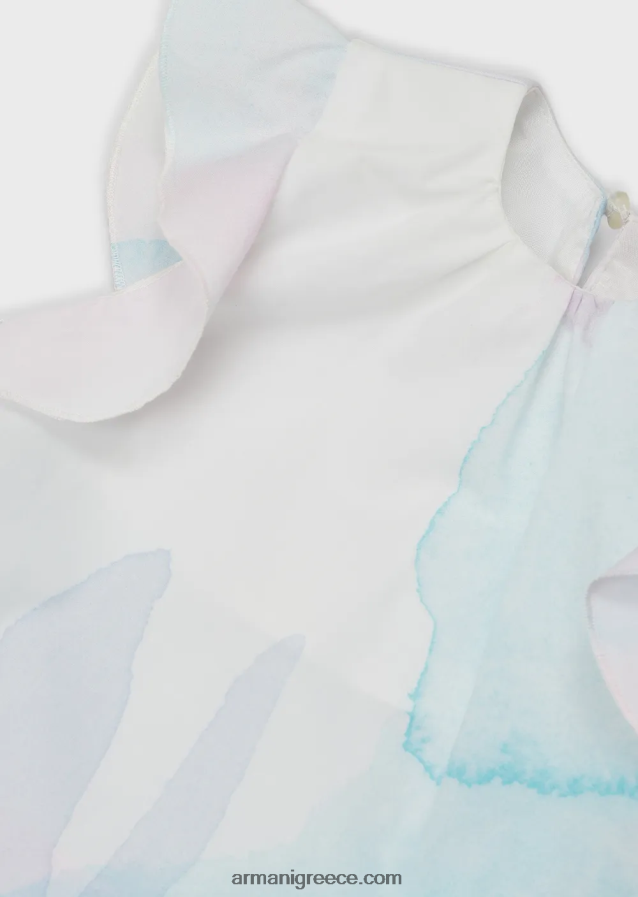 κορίτσι Armani Σετ τοπ από ποπλίνα και σορτς με ακουαρέλα φλοράλ στάμπα 4046R62652 πρότυπο