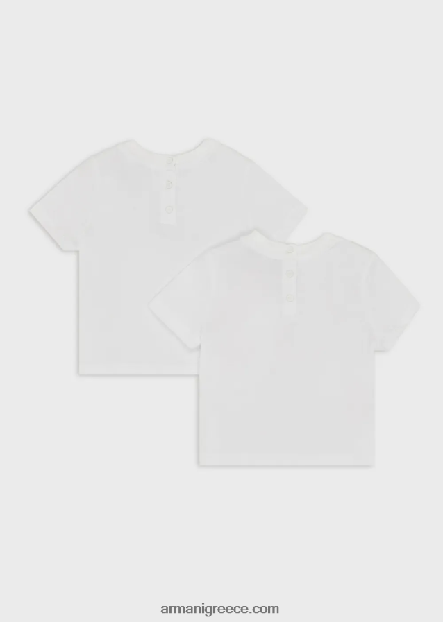 κορίτσι Armani δύο πακέτα μπλουζάκι ζέρσεϊ με λογότυπο σε εφέ ακουαρέλας 4046R62653 άσπρο