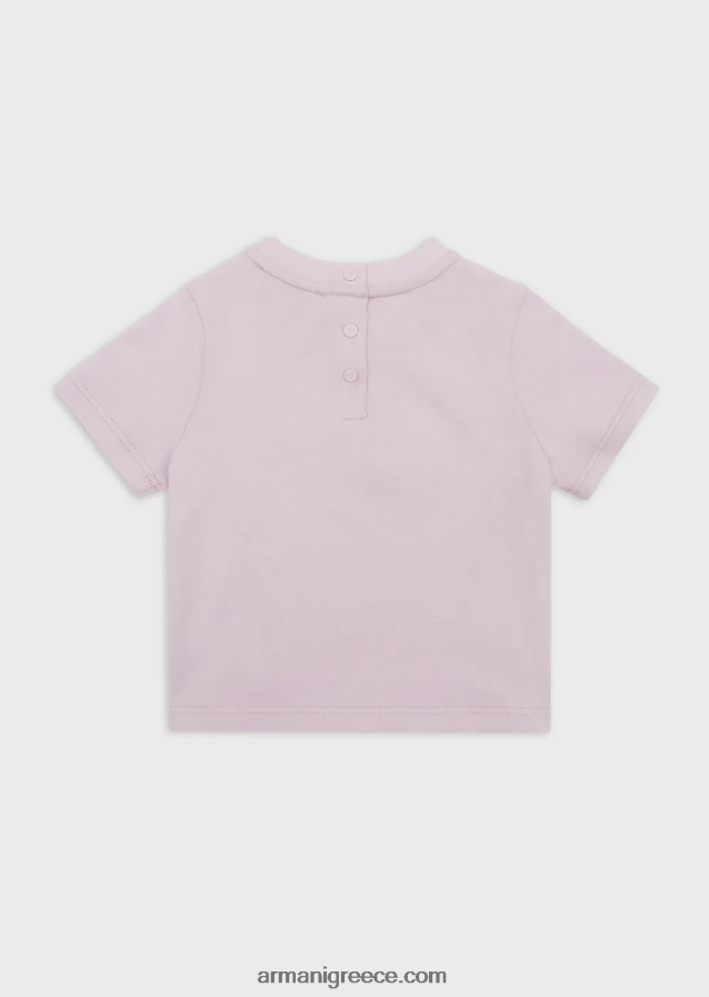 κορίτσι Armani βιολογικό μπλουζάκι ζέρσεϊ με λογότυπο με παγιέτες 4046R62654