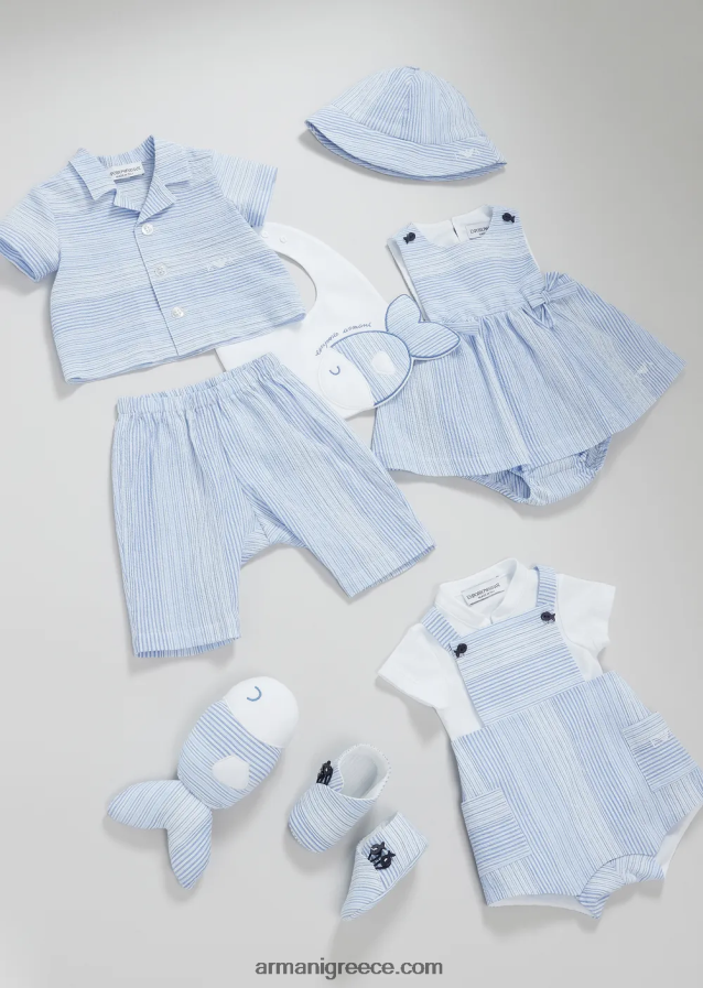 κορίτσι Armani Σετ με ριγέ παραθαλάσσιο εμπριμέ φόρεμα και σορτς 4046R62656
