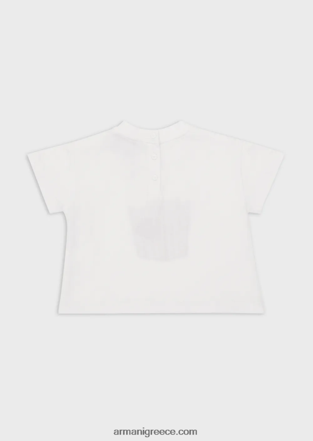 κορίτσι Armani μπλουζάκι ζέρσεϊ με στάμπα ποπ κορν 4046R62657 άσπρο