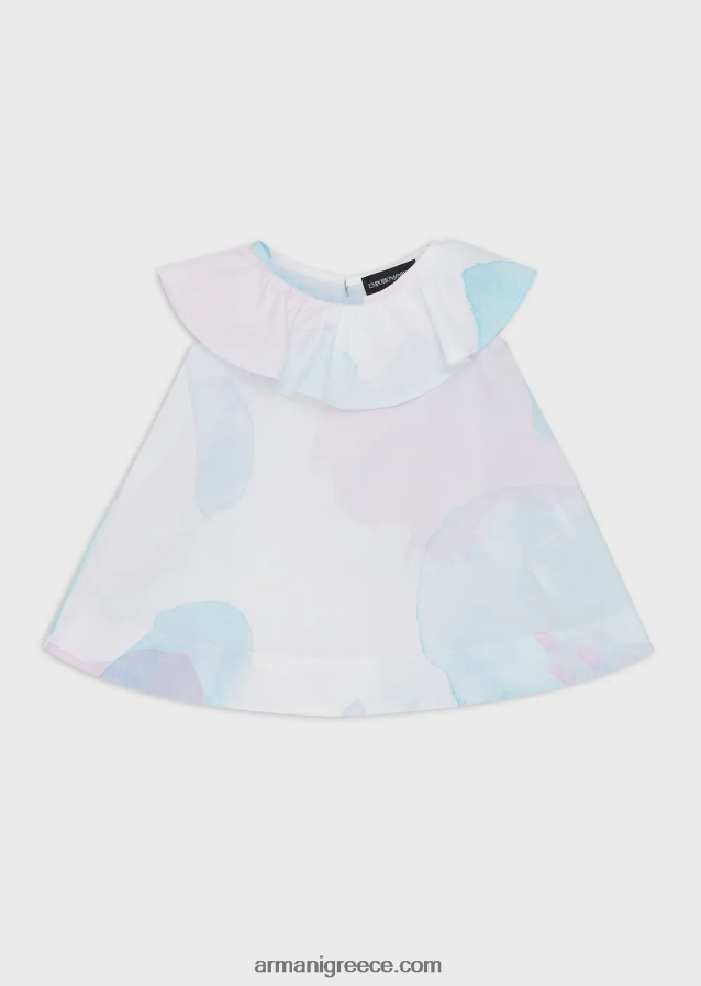 κορίτσι Armani φόρεμα από ποπλίνα με λουλουδάτο στάμπα με λουλουδάτο στάμπα 4046R62658 πρότυπο