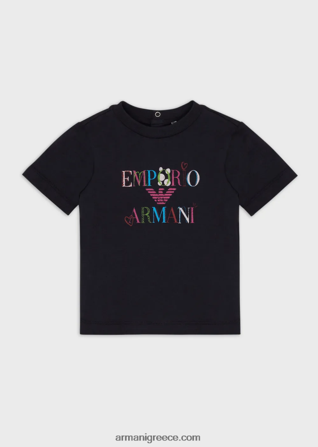 κορίτσι Armani μπλουζάκι ζέρσεϊ με στάμπα αετού και καρδιές 4046R62659 πρότυπο