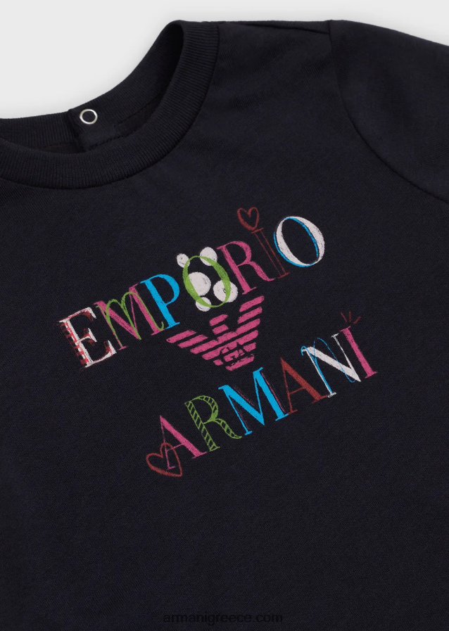 κορίτσι Armani μπλουζάκι ζέρσεϊ με στάμπα αετού και καρδιές 4046R62659 πρότυπο