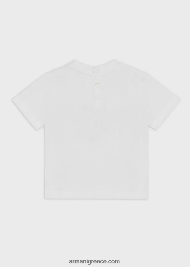 κορίτσι Armani μπλουζάκι ζέρσεϊ με στάμπα αετού και καρδιές 4046R62660 άσπρο