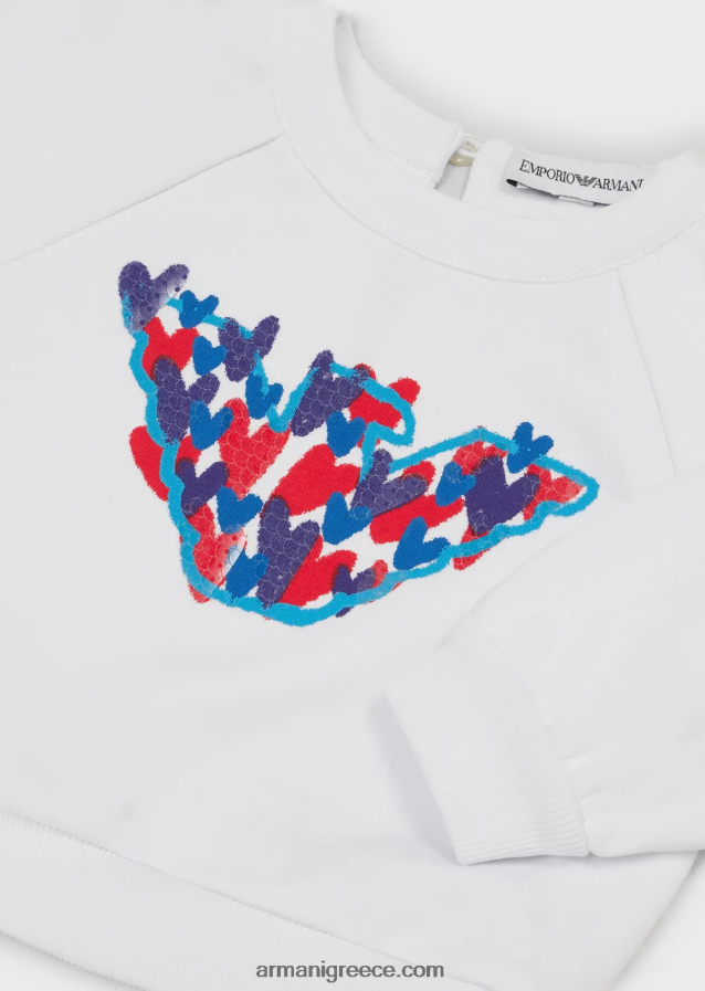 κορίτσι Armani Φούτερ από μείγμα βαμβακιού με μεγάλο αετό και πούλιες 4046R62662