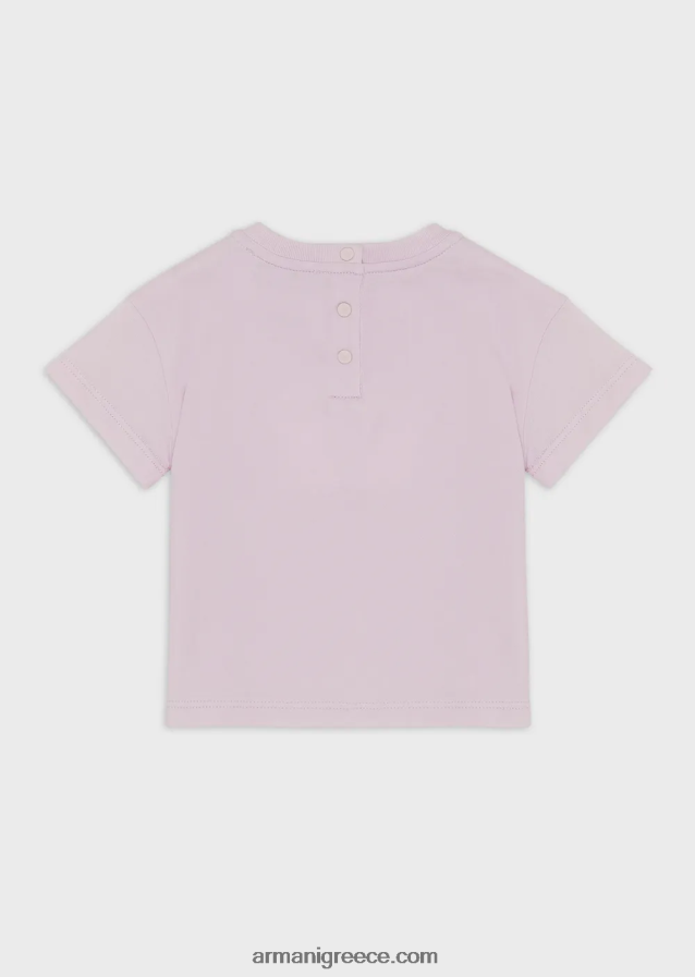 κορίτσι Armani μπλουζάκι ζέρσεϊ με λογότυπο ea στις παγιέτες 4046R62655 ροζ