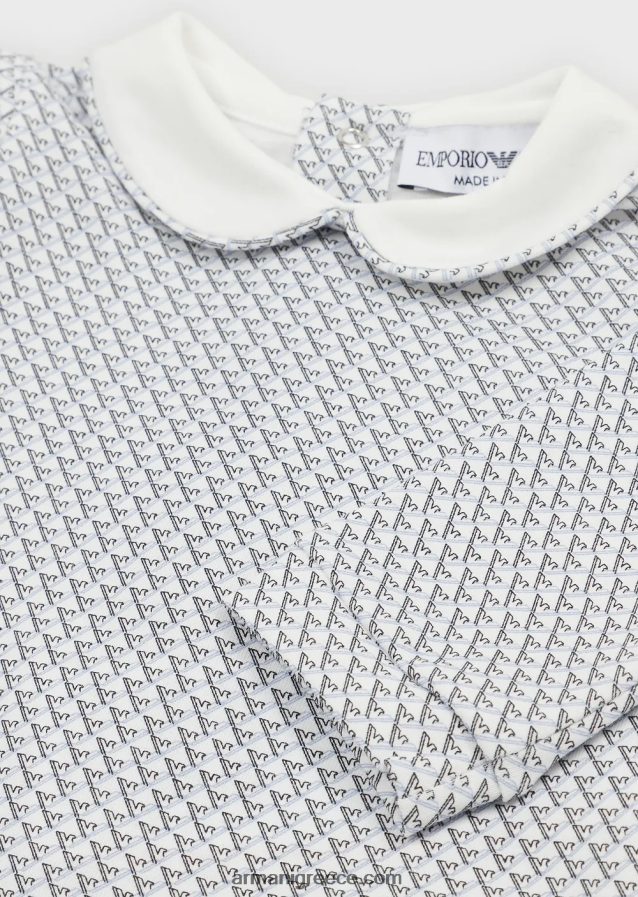 κορίτσι Armani onesie με γιακά peter pan και ολόγυρα αετό op-art 4046R62629 γαλανός