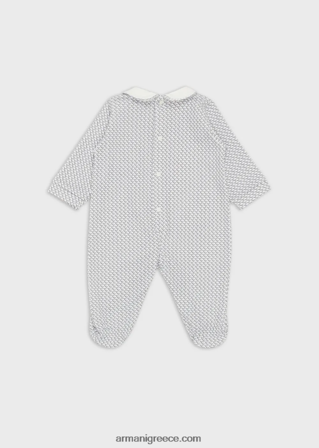 κορίτσι Armani onesie με γιακά peter pan και ολόγυρα αετό op-art 4046R62629 γαλανός