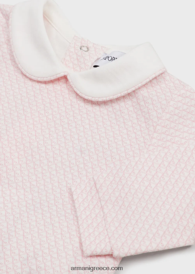 κορίτσι Armani onesie με γιακά peter pan και ολόγυρα αετό op-art 4046R62630 ροζ