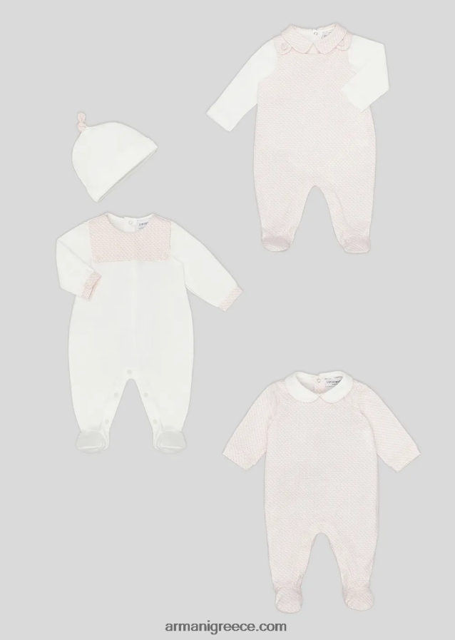 κορίτσι Armani onesie με γιακά peter pan και ολόγυρα αετό op-art 4046R62630 ροζ