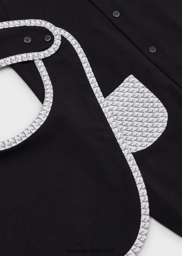 κορίτσι Armani Σετ δώρου που αποτελείται από σαλιάρα αετού op-art και onesie 4046R62641 γαλανός