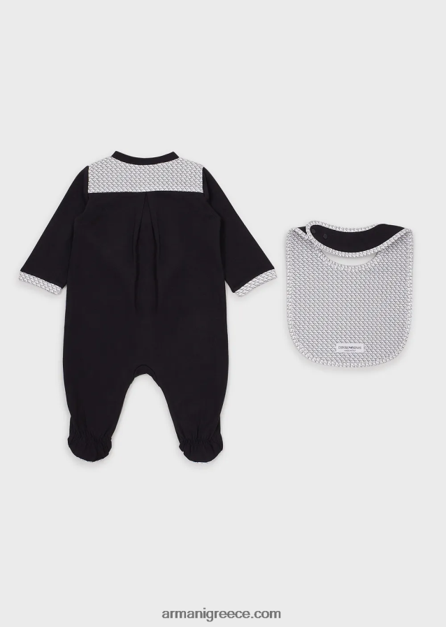 κορίτσι Armani Σετ δώρου που αποτελείται από σαλιάρα αετού op-art και onesie 4046R62641 γαλανός