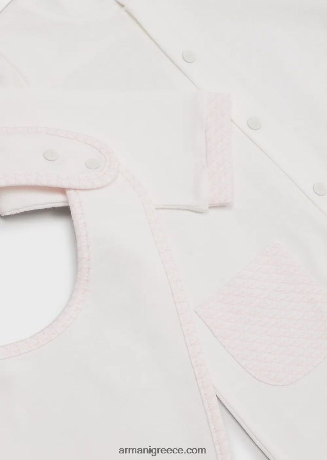 κορίτσι Armani Σετ δώρου που αποτελείται από σαλιάρα αετού op-art και onesie 4046R62643 ροζ