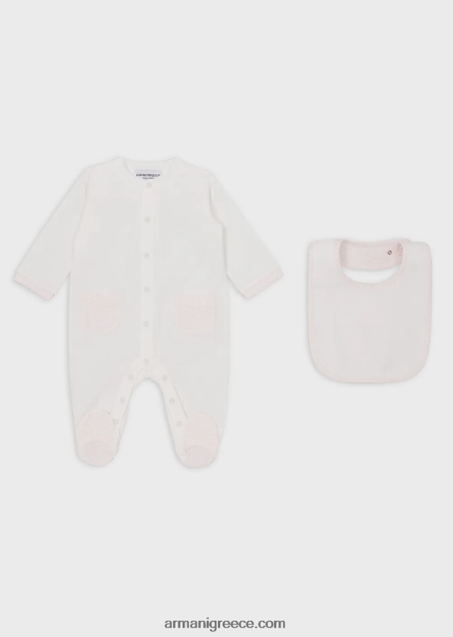 κορίτσι Armani Σετ δώρου που αποτελείται από σαλιάρα αετού op-art και onesie 4046R62643 ροζ