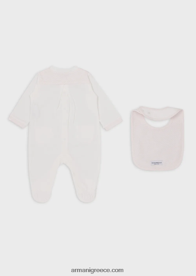 κορίτσι Armani Σετ δώρου που αποτελείται από σαλιάρα αετού op-art και onesie 4046R62643 ροζ