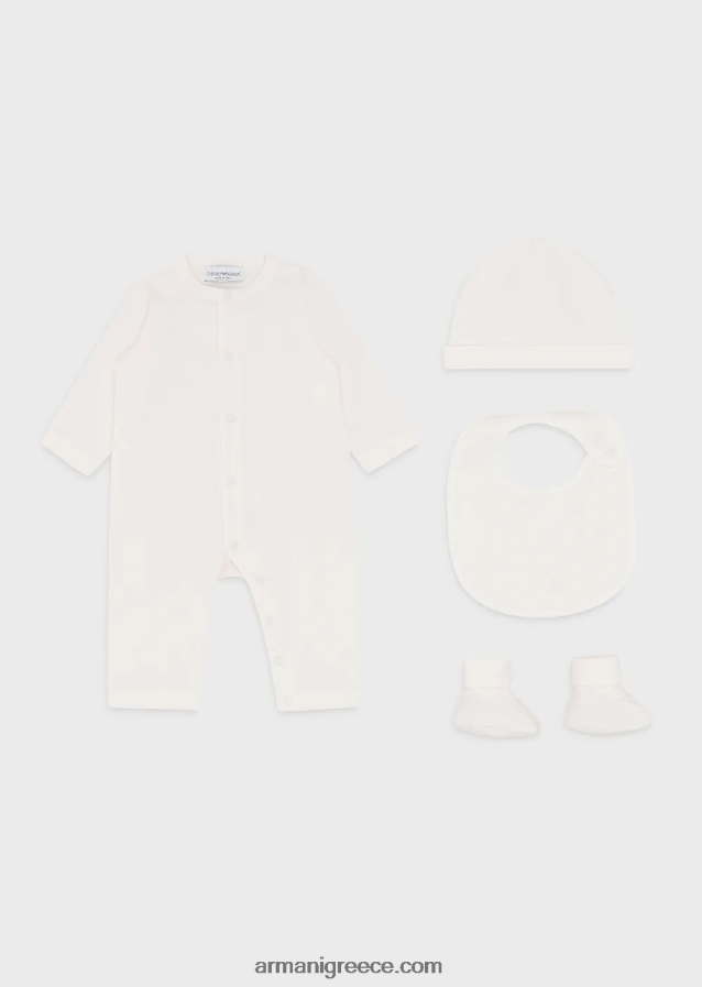 κορίτσι Armani Σετ δώρου που αποτελείται από μποτάκια αετού op-art, σαλιάρα, onesie και beanie 4046R62647