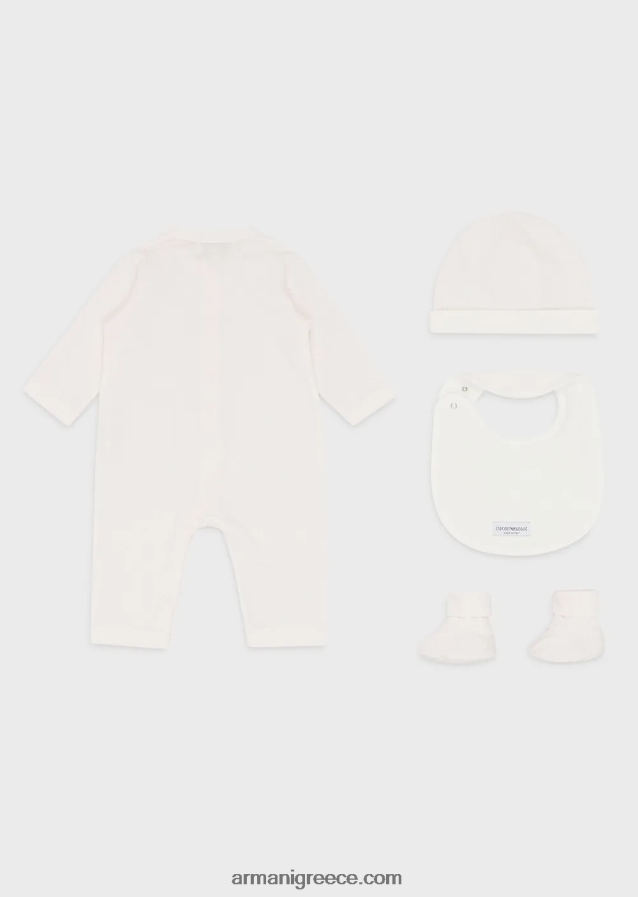 κορίτσι Armani Σετ δώρου που αποτελείται από μποτάκια αετού op-art, σαλιάρα, onesie και beanie 4046R62647
