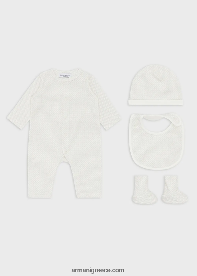 κορίτσι Armani Σετ δώρου που αποτελείται από μποτάκια αετού op-art, σαλιάρα, onesie και beanie 4046R62649