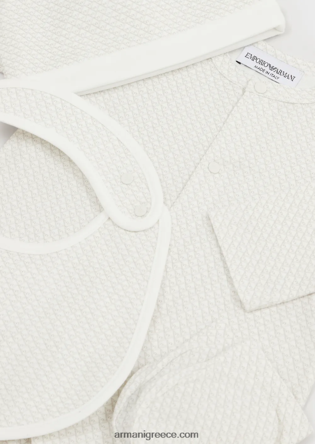 κορίτσι Armani Σετ δώρου που αποτελείται από μποτάκια αετού op-art, σαλιάρα, onesie και beanie 4046R62649