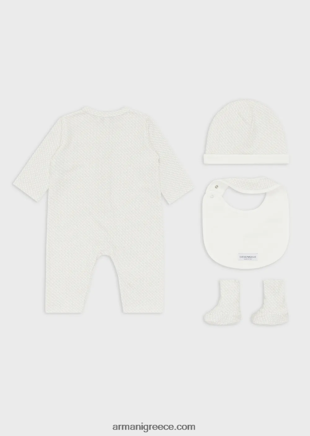 κορίτσι Armani Σετ δώρου που αποτελείται από μποτάκια αετού op-art, σαλιάρα, onesie και beanie 4046R62649