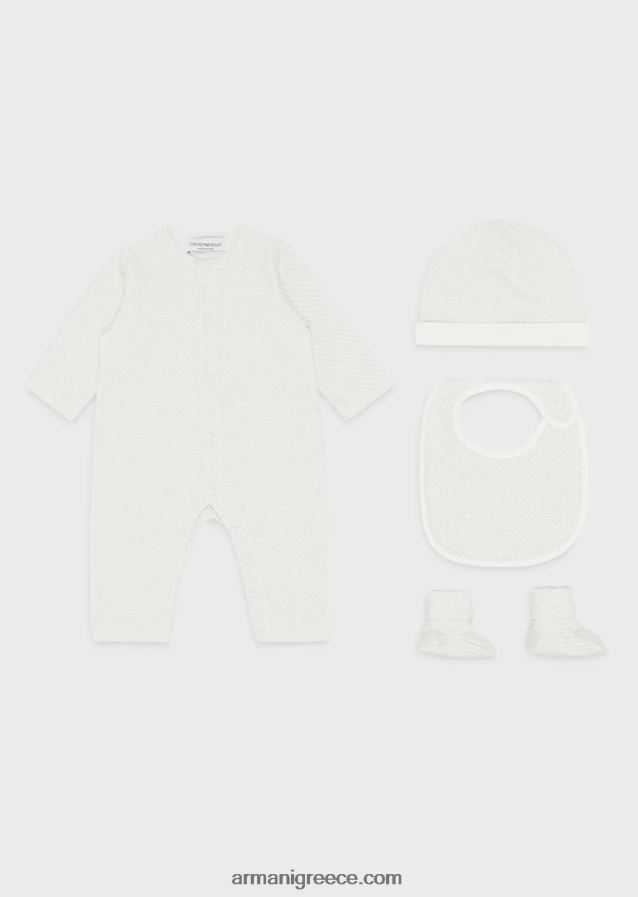 κορίτσι Armani Σετ δώρου που αποτελείται από μποτάκια αετού op-art, σαλιάρα, onesie και beanie 4046R62650