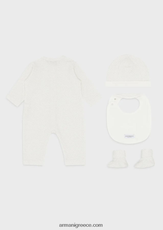 κορίτσι Armani Σετ δώρου που αποτελείται από μποτάκια αετού op-art, σαλιάρα, onesie και beanie 4046R62650